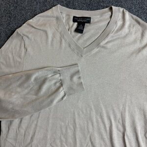 Bloomingdale’s Off-White V-Neck Cotton Cashmere Men's XL Pullover Sweater